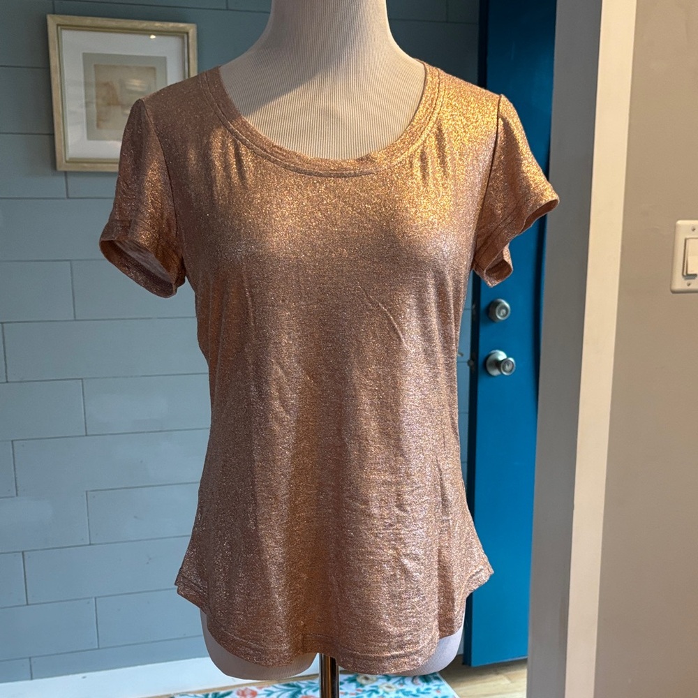 Rebecca Taylor Metallic Short Sleeve Top